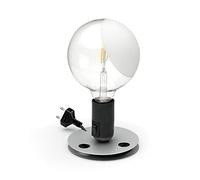 FLOS Lampadina Lampada da Tavolo a Luce Diretta/Diffusa, Lampada Design da Achille Castiglioni, Include Lampadina Globolux Vetro Trasparente con Parziale Sabbiatura, 230 V, 5 W, 125x240mm, Nero