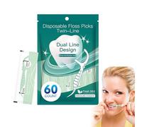 Floss Picks Teeth, Doppio filo Flossers Braces, 7,6 x 1,9 x 0,5 cm, 3 x 0,7 x 0,2 cm, portatile Hygiene Tool for Adults Kids Home Travel Office Polistirolo Comfortable Handle