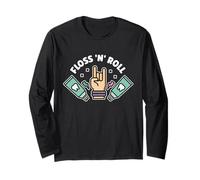 Floss Rock And Roll Dentista Studio Dentistico Umorismo Musica Maglia a Manica