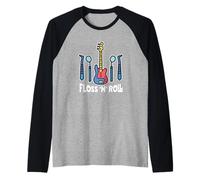 Floss Rock And Roll Dentista Studio Dentistico Umorismo Musica Maglia con Maniche Raglan