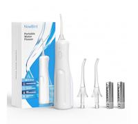 Flosser per acqua dentale: irrigatore orale portatile senza fili, a batteria, impermeabile IPX5, per la pulizia dei denti, per viaggi a casa, bianco