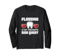 Flossing Side Quest Filo Interdentale Dentista Pixel Art Gamer Maglia a Manica