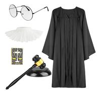 Flotory 6 pezzi accessori per costume da giudice vestaglia martelletto blocco collare occhiali spilla per la giornata della carriera Halloween Cosplay aula di tribunale giochi di ruolo