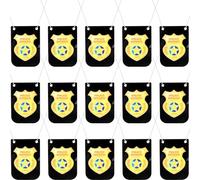 Flotory Set di 15 distintivi da gioco della polizia, distintivi e poliziotti dorati con catena per giochi di ruolo e travestimenti