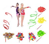FLOTRUTE 6 Pezzi Nastri di Ballo 2 Meter Danza Nastri Nastro per Ginnastica Ritmica Bacchetta con Impugnatura Antiscivolo per Bambino Danza Artistica