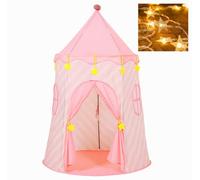 Floving Tenda per bambini, teepee, casa tenda per bambini, giochi per interni/esterni tenda giocattoli, con stelle luce (Strisce rosa)