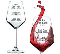FLOW Barware Calice da vino “Buona giornata, brutta giornata, non chiedere”| Divertente bicchiere di vino novità | Regalo per gli amanti del vino, la festa della mamma