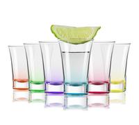 FLOW Barware Set di 6 bicchierini da shot colorati con base pesante, bicchieri da shot da 50 ml, set di bicchieri colorati impilabili per vodka, tequila, whisky, multicolore