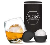 FLOW Barware Whisky a dondolo Stampo in vetro e palla di ghiaccio | set di bicchieri da whisky