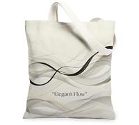 Flow - Borsa tote da donna, elegante e moderna con linee ondulate N/a nera, lavabile, riutilizzabile, estetica, per shopping, brunch parco, biblioteca, gite di un giorno, 33 x 38 cm