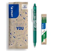PILOT - Set di 1 FriXion Ball Clicker 07 + 1 set di 3 Ricariche - Penna a Inchiostro Cancellabile Termosensibile - Penna roller a scatto e Ricaricabile - Verde - Punta Media