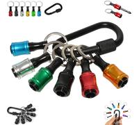 Flowarmth Bit Holder, Portable Drill Bit Holder, 1/4 Hexagonal Screwdriver Head Bracket Hiking Buckle, Bit Holder Key Chain Extension Portable for Screwdriver Carabiner Set (Color Set)