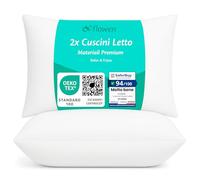 Flowen Cuscini Letto Coppia di Guanciali 40x70 per Dormire Imbottitura Standard Antiacaro Anallergico Traspirante Rettangolare per Matrimoniale Singolo con Federa in Microfibra Lavabile