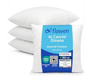 Flowen Cuscini per Divano 50x50 Imbottitura Cuscini 4 pezzi Interno Decorativi Quadrati Morbidi con Federe in Poliestere Bianca Anallergici Antiacaro Arredo Casa Salotto Letto