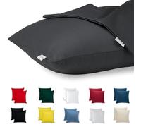 Flowen Federe Cuscini Divano 40x40 Set da 2 Copricuscini Decorativi 100% Cotone Effetto Seta Tessuto Morbido Anallergico Antiacaro e Traspirante Fodere con Cerniera Nascosta Lavabili in Lavatrice
