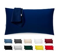 Flowen Federe Cuscini Letto Matrimoniale Cotone 50x80 Set 2 Copricuscini Tessuto Morbido Jersey Anallergico Antiacaro Traspirante con Zip Nascosta Coppia Fodere Lavabili in Lavatrice