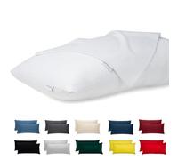 Flowen Federe Cuscini Letto Matrimoniale e Singolo 40x60 Set 2 Copricuscini 100% Cotone Effetto Seta Tessuto Morbido Anallergico Antiacaro Traspirante Coppia Fodere Rettangolari Lavabili in Lavatrice