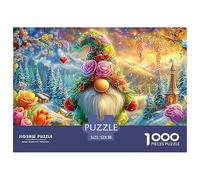 Flower-adorned Gnome in A Winter Wonderland Puzzle Da 1000 Pezzi Christmas Style Ideale Per Uomini, Donne, Bambini E Anziani 52x38cm/1000pcs