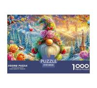 Flower-adorned Gnome in A Winter Wonderland Puzzle Da 1000 Pezzi Christmas Style Puzzle Classici Per Tutte Le Età 38x26cm/1000pcs