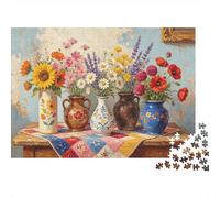 Flower Arrangement Puzzle 1000 Pezzi Riciclato Material Vintage Painting Puzzle per Ragazzi e Ragazze Ages 6 Years Up Divertente And Stimolante Family Game Activity 70x50cm/1000 Pezzi