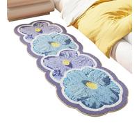 Flower Bath Mat, non Slip Kitchen Carpet, Washable Absorbent Kitchen Rug Soft Texture, Large Size Mat, Floral Pattern Floor Carpet Home Interior Setup, Bedroom Living Room Indoor Floor