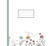 Flower Bee Composition Notebook - 7.5x9.25 120 pages, wide ruled, Simple Sweet Flower with Bee Design Journal