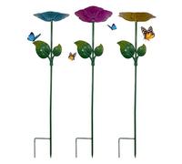 Flower Bee Station, Metal Hydration Waterer Set, 24.61 Inches Garden Stake with Stable Build, Iron Outdoor Water Feeder, Pollinator Bath with Decorative Design, Backyard Garden Use for Wildlife