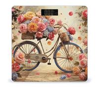 Flower - Bilancia da bicicletta per il peso corporeo, bilancia di precisione per il bagno, con display LCD retroilluminato, robusta bilancia in vetro temperato, bilancia digitale da bagno 181,4 kg