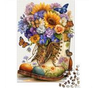 Flower Boot Puzzle in Pezzi Butterfly Garden Art 1000 Pezzi Carta Riciclata Per Donne, Regali Per Uomini Puzzle Estremamente Difficile E Stimolante 70x50cm/1000pcs