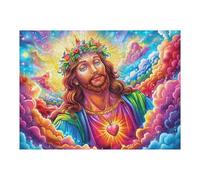 Flower Border Jesus Icon Rompicapo 500 Pezzi Per Decorazione Murale Grande Formato Fantasy Pet Accompany Cartone Rigido Panoramico Per Pareti Ampie Stampa Ad Alta Definizione 500 PCS