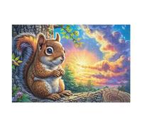 Flower Border Squirrel Puzzle 1000 Pezzi Per Tutta La Famiglia Cartone Rigido Atossico Per Bambini E Adulti Attività Educativa Per Riunioni Familiari Con Poster Incluso 1000 PCS