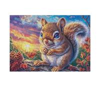 Flower Border Squirrel Puzzle 300 Pezzi Idea Regalo Natale 2025 Leaf Mushroom Bloom Rompicapo Premium Rilassamento E Divertimento Regalo Perfetto Per Lui E Lei 300 PCS