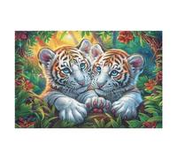 Flower Border Tiger Puzzle 1000 Pezzi Sfida Rompicapo Impossibile Cute Pets Warm The Heart Rompicapo Estremamente Difficile Per Veri Esperti Regalo Per Chi Ama Le Sfide 1000 PCS