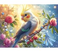 Flower Branch Light Blue Parrot Puzzle 1000 Pezzi Per Regalo Di San Valentino Cartone Spesso Per Coppie Animal Pet Per Serate in Casa Insieme Con Confezione Regalo Edizione Esclusiva 1000 PCS/75x50cm