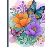 Flower & Butterfly Themed Writing Journal for Kids: Glossy Blue and Pink Butterfly & Blooming Flowers Cover | Wide-Ruled Notebook for Creative Expression and Imaginative Storytelling