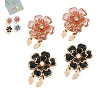 Flower Button Covers Clip On - Detachable Rhinestone Button Covers, Elegant Decorative Sparkle Rhinestone Cufflinks, Suitable for Daily Clothing and Jewelry Decoration Accessory (2PCS-D)