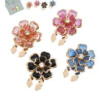 Flower Button Covers Clip On - Detachable Rhinestone Button Covers, Elegant Decorative Sparkle Rhinestone Cufflinks, Suitable for Daily Clothing and Jewelry Decoration Accessory (4PCS)