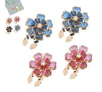 Flower Button Covers Clip On - Detachable Rhinestone Button Covers, Elegant Decorative Sparkle Rhinestone Cufflinks, Suitable for Daily Clothing and Jewelry Decoration Accessory (2PCS-C)