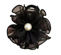 Flower Clip for Hair, Acrylic Mesh Flower Hair Clip, Non-Slip Womens Hair Barrettes, Fairy Ponytail Hair Holder for Woman Girls Hair Decoration, 3.94x3.94x1.96in, Khaki, Beige, Black