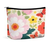 Flower Cluster, borsa per il trucco in PU di grande capacità, organizer da viaggio per cosmetici con chiusura a cerniera, astuccio per articoli da toeletta resistente all'acqua per uso quotidiano, a