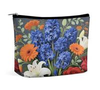 Flower Cluster, borsa per il trucco in PU di grande capacità, organizer da viaggio per cosmetici con chiusura a cerniera, astuccio per articoli da toeletta resistente all'acqua per uso quotidiano, a