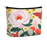 Flower Cluster, borsa per il trucco in PU di grande capacità, organizer da viaggio per cosmetici con chiusura a cerniera, astuccio per articoli da toeletta resistente all'acqua per uso quotidiano, a