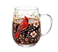 Flower Coffee Mug - 15,2 oz Vintage Botanical Glass Teacup | Decorative Art