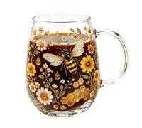 Flower Coffee Mug - 15,2 oz Vintage Botanical Glass Teacup | Decorative Art