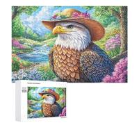 Flower-crowned Eagle on Branch by Stream Puzzle 1000 Pezzi Per Adulti Sessione Puzzle Esercizio Cerebrale Regalo Per Appassionati 1000 PCS