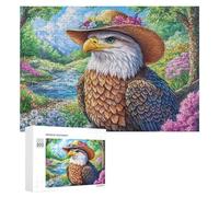 Flower-crowned Eagle on Branch by Stream Puzzle 300 Pezzi Per Anziani Gioco Mentale Equilibrio Cognitivo Regalo Per Svago 300 PCS