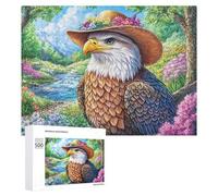 Flower-crowned Eagle on Branch by Stream Puzzle 500 Pezzi Per Anziani Momento Tranquillo Stimolazione Cognitiva Regalo Per Tempo Libero 500 PCS