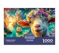 Flower-crowned Goat by Glowing Waters Puzzle Da 1000 Pezzi Dream Sheep Sfidante E Di Ingegno Per Tutte Le Età 52x38cm/1000pcs