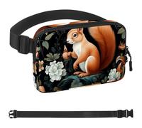 Flower Cute Squirrel-1021 - Marsupio a tracolla per uomo e donna, borsa da cintura per viaggi, casual, passeggiate, corsa, escursionismo, ciclismo, multicolore, 4 x 23 x 15 cm