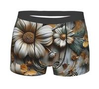 Flower Daisy And Butterfly Flowers Rustic Wood Old Boxer Uomo Trunks Traspirante Uomo Pantaloncini Boxer Aderenti Intimo Maschile per Uomini Sportivi M